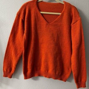 Cozy V-Neck Orange Knit Sweater